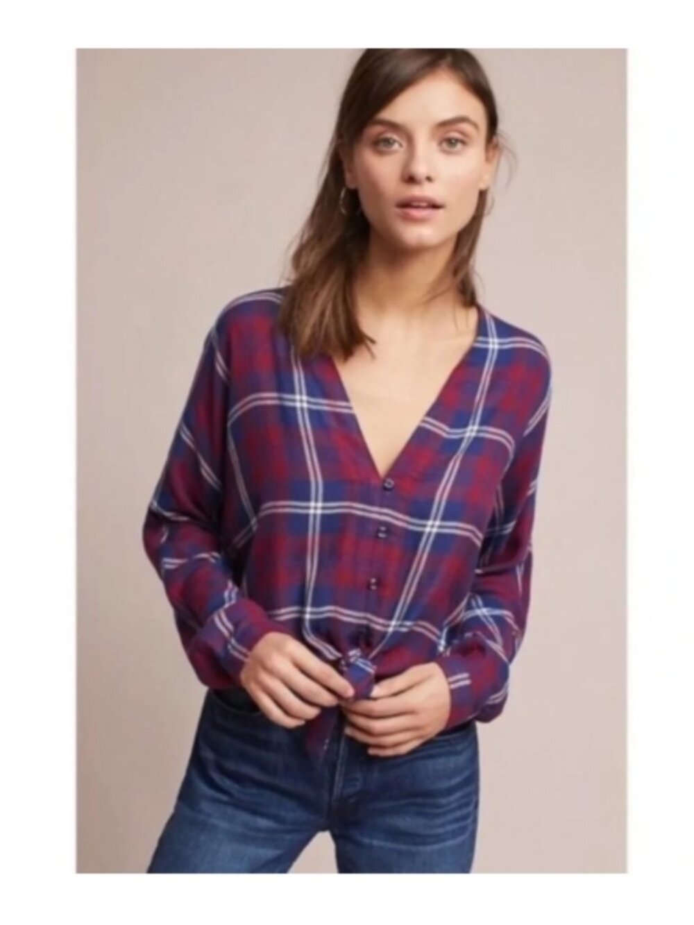 Like New! RAILS Sloane Tie Waist Button Shirt Red/Blue Size S